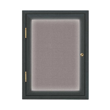 United Visual Products Double Door Enclosed Radius EZ Tack Board, 60"x36", Header, Gold/Blue UV7014EZ-BLUE-GOLD